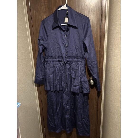 Bianco & Nero Dresses & Skirts - Bianco & Nero Pleated Accent Shirt Dress in Indigo, 40 (US Size 8) MSRP $278.00